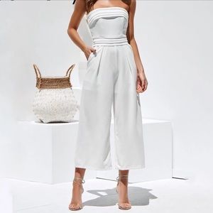 Sophisticated White Strapless Jumpsuit